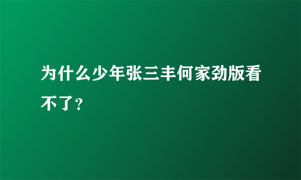 为什么少年张三丰何家劲版看不了？