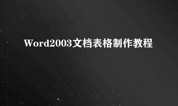 Word2003文档表格制作教程