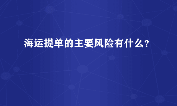 海运提单的主要风险有什么？