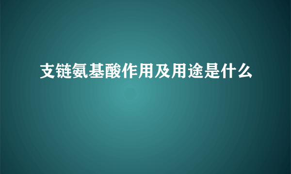 支链氨基酸作用及用途是什么