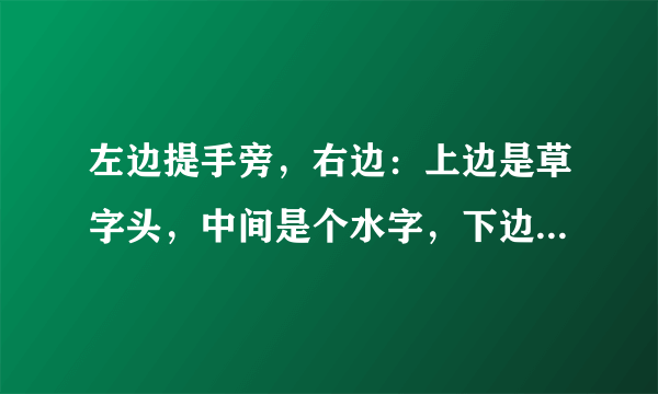 左边提手旁，右边：上边是草字头，中间是个水字，下边是个土字，问这个字是哪个字的前身？