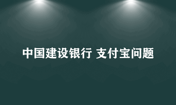 中国建设银行 支付宝问题