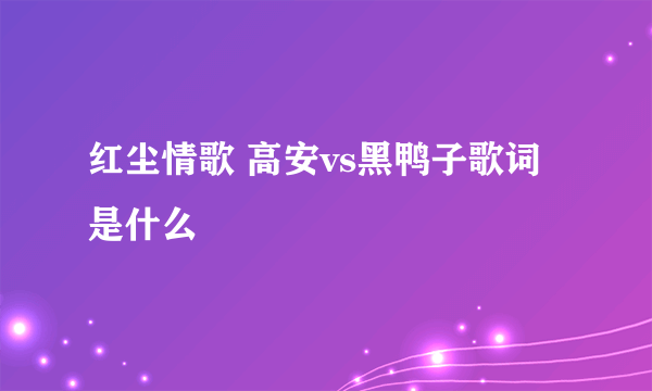 红尘情歌 高安vs黑鸭子歌词是什么