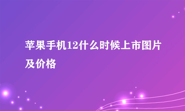 苹果手机12什么时候上市图片及价格