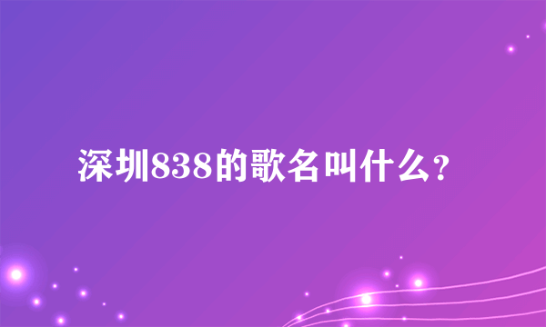 深圳838的歌名叫什么？