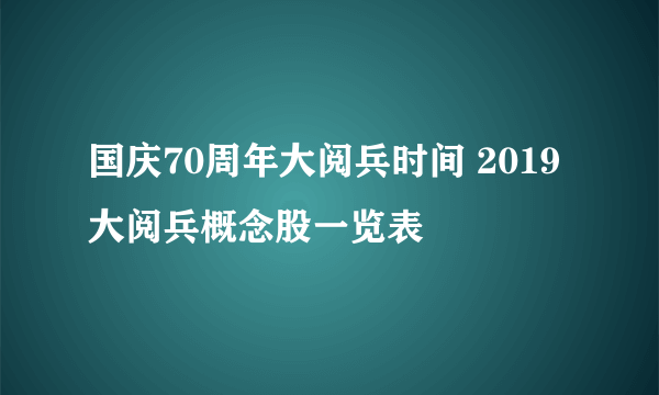 国庆70周年大阅兵时间 2019大阅兵概念股一览表