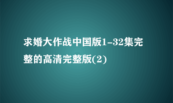 求婚大作战中国版1-32集完整的高清完整版(2)