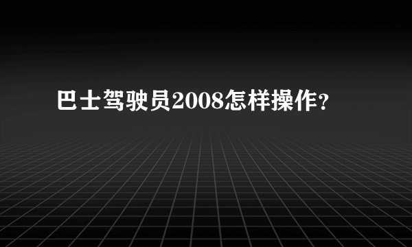 巴士驾驶员2008怎样操作？