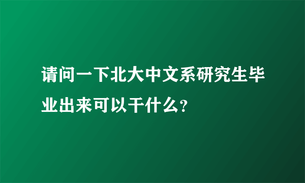 请问一下北大中文系研究生毕业出来可以干什么？