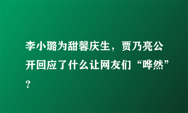 李小璐为甜馨庆生，贾乃亮公开回应了什么让网友们“哗然”？