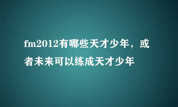 fm2012有哪些天才少年，或者未来可以练成天才少年