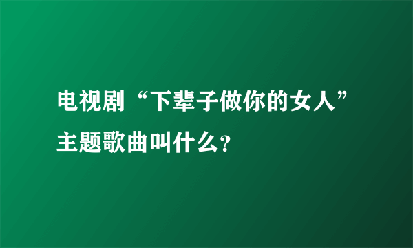 电视剧“下辈子做你的女人”主题歌曲叫什么？