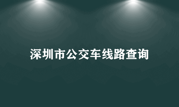 深圳市公交车线路查询