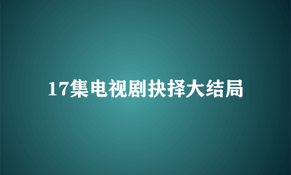 17集电视剧抉择大结局