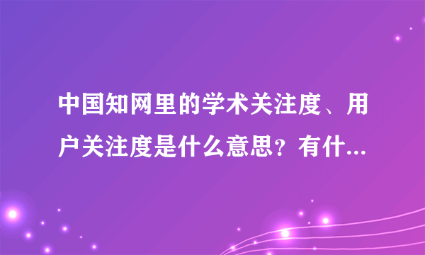 中国知网里的学术关注度、用户关注度是什么意思？有什么意义？