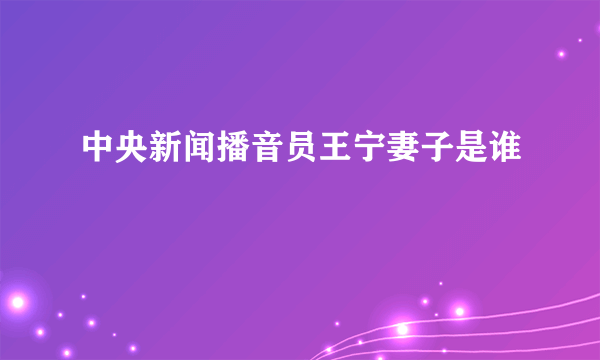 中央新闻播音员王宁妻子是谁