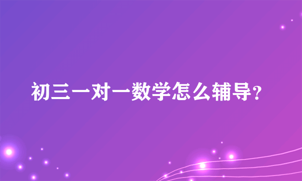 初三一对一数学怎么辅导？