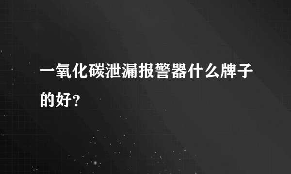 一氧化碳泄漏报警器什么牌子的好？