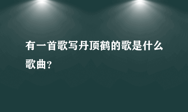 有一首歌写丹顶鹤的歌是什么歌曲？