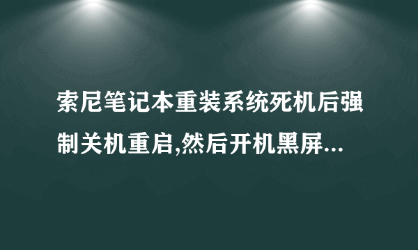 索尼笔记本重装系统死机后强制关机重启,然后开机黑屏怎么处理