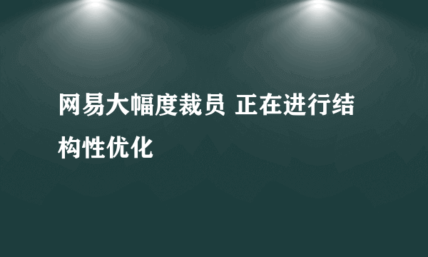 网易大幅度裁员 正在进行结构性优化