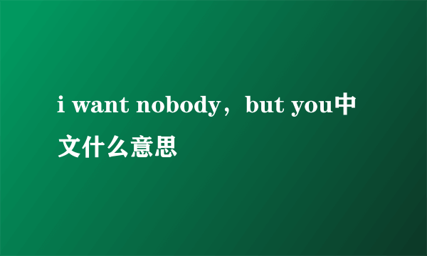 i want nobody，but you中文什么意思