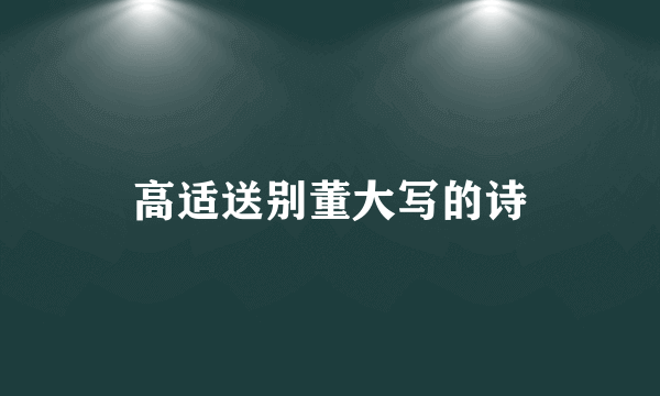 高适送别董大写的诗