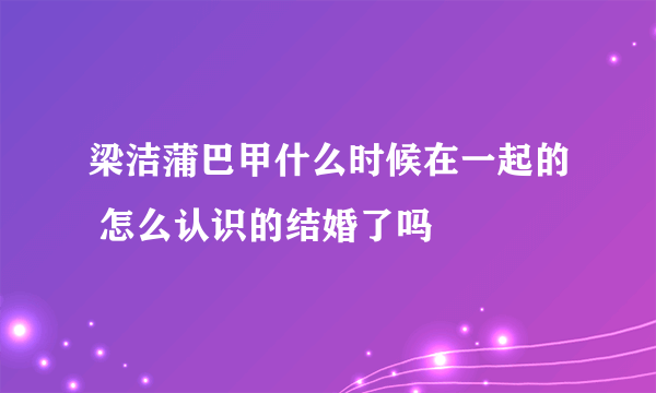 梁洁蒲巴甲什么时候在一起的 怎么认识的结婚了吗