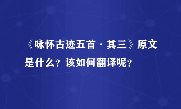 《咏怀古迹五首·其三》原文是什么？该如何翻译呢？