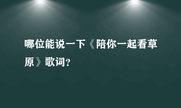 哪位能说一下《陪你一起看草原》歌词？