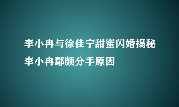 李小冉与徐佳宁甜蜜闪婚揭秘李小冉鄢颇分手原因