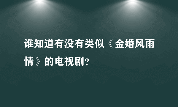 谁知道有没有类似《金婚风雨情》的电视剧？