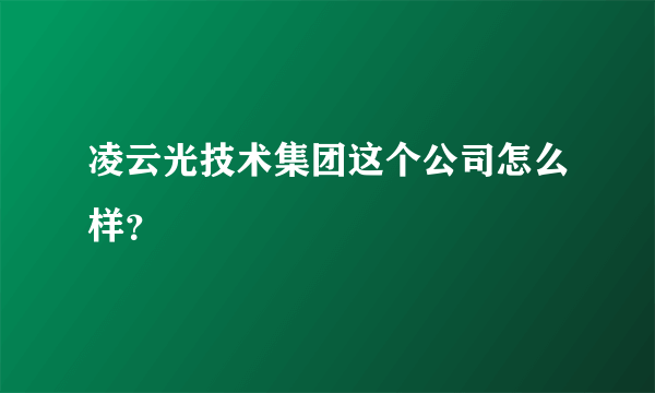 凌云光技术集团这个公司怎么样？