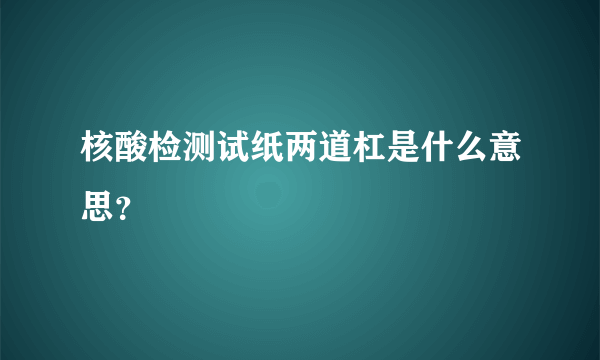 核酸检测试纸两道杠是什么意思？