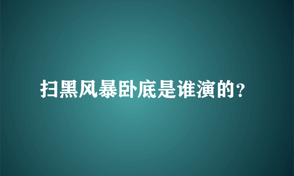 扫黑风暴卧底是谁演的？