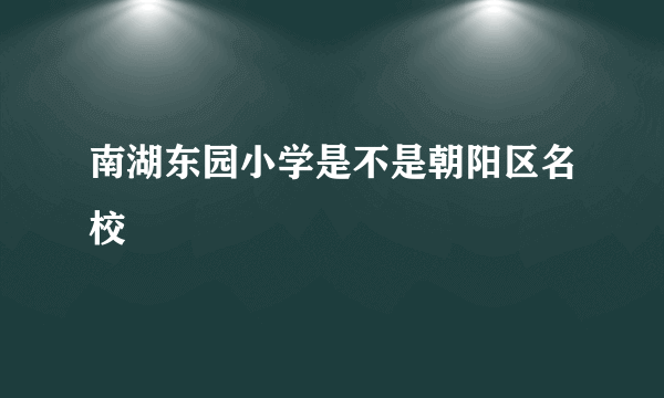 南湖东园小学是不是朝阳区名校