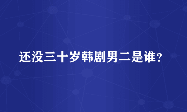 还没三十岁韩剧男二是谁？