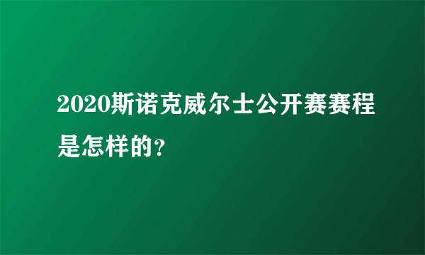 2020斯诺克威尔士公开赛赛程是怎样的？