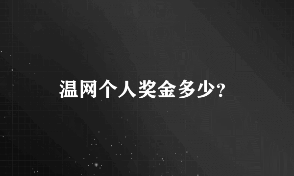 温网个人奖金多少？