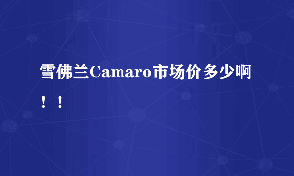 雪佛兰Camaro市场价多少啊！！