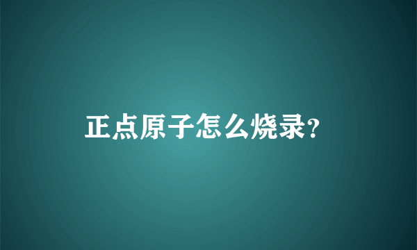 正点原子怎么烧录？