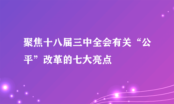 聚焦十八届三中全会有关“公平”改革的七大亮点