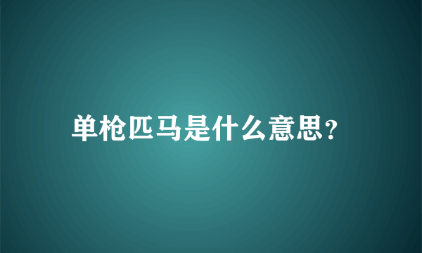 单枪匹马是什么意思？