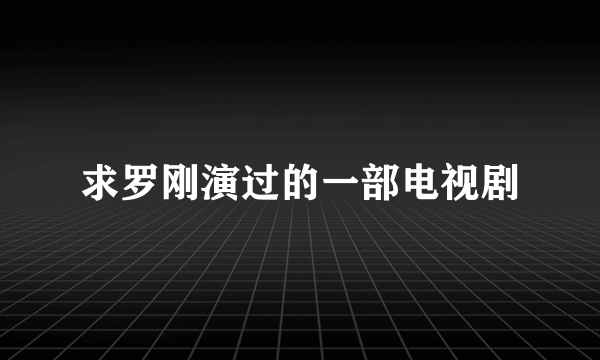 求罗刚演过的一部电视剧