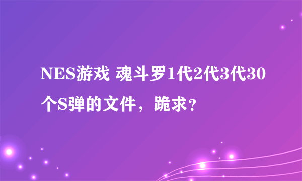 NES游戏 魂斗罗1代2代3代30个S弹的文件，跪求？