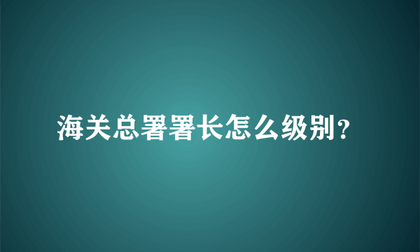 海关总署署长怎么级别？