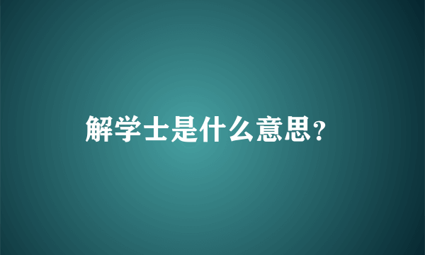 解学士是什么意思？