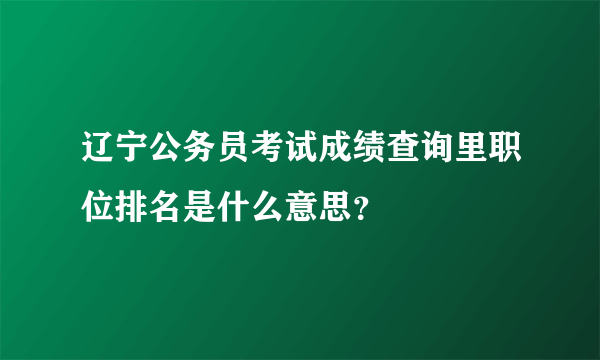 辽宁公务员考试成绩查询里职位排名是什么意思？