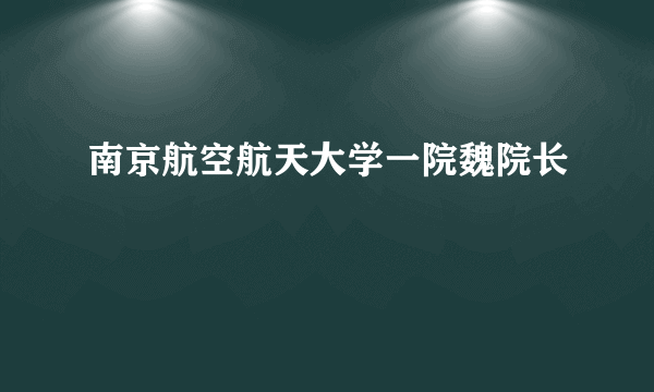 南京航空航天大学一院魏院长