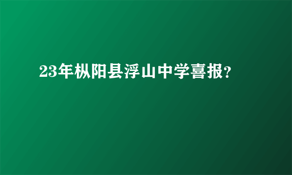 23年枞阳县浮山中学喜报？